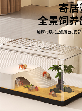 寄居蟹造景小别墅螃蟹生态缸相手蟹专用缸带爬台躲避乌龟饲养缸