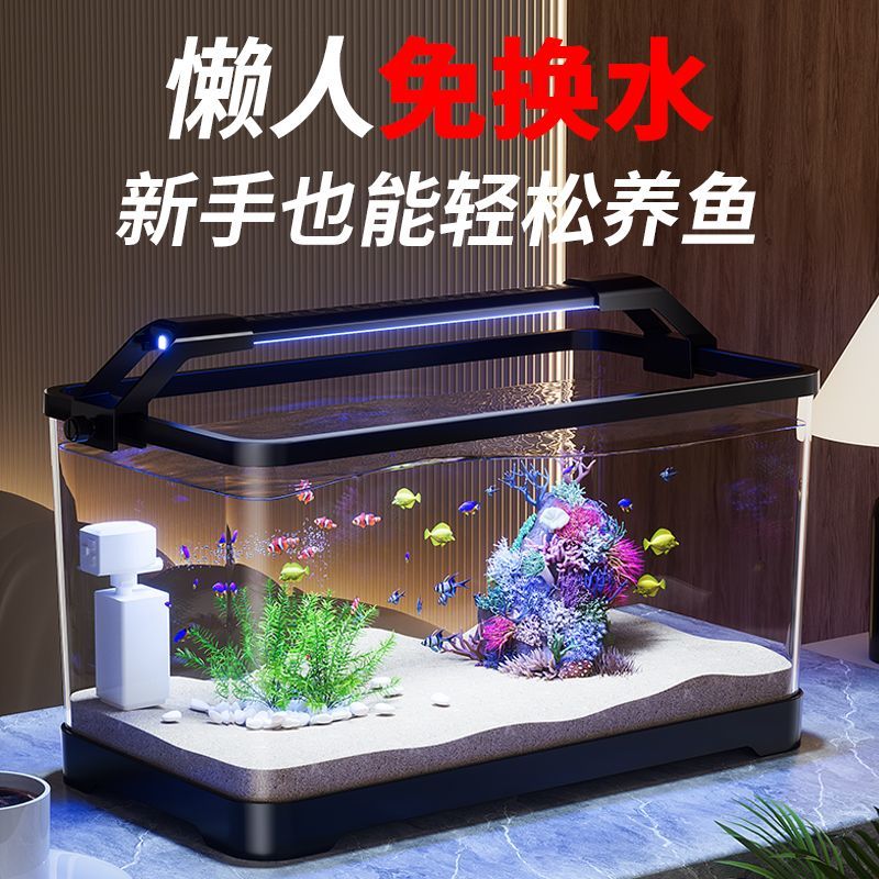 鱼缸客厅小型2025新款过滤制氧一体机家用生态造景桌面金鱼水族箱