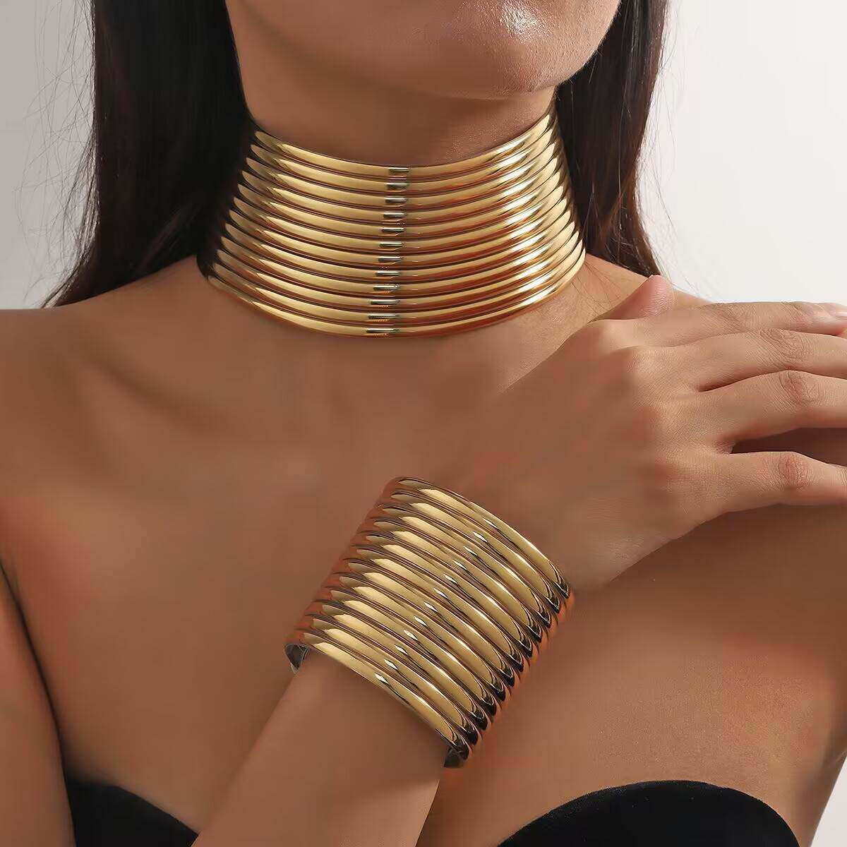 欧美夸张COS项圈手镯组合饰品项链necklace women choker