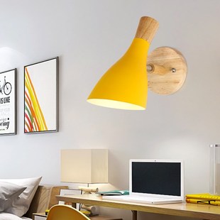 Bedroomx Wall Lamp Macaron Simple Wood Modern Backgrou Solid