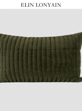 珑衍家居简约姜i黄色竖条纹绗y缝靠垫抱枕样板房家用客厅沙发方枕