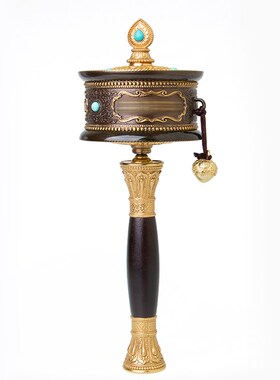 手摇转轮纯铜西藏家用转金筒民族装饰摆件藏N式转筒手持转筒经金