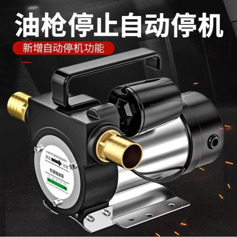 12伏自吸油泵全铜24v抽油泵柴油磅自动停机加油机220v电动计量泵