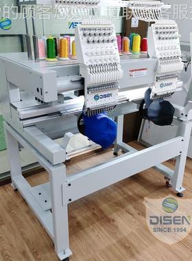 全新两头电绣花机高速多绣头脑平帽衣绣机商88041用电动剪线成绣