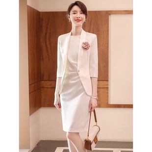 西服正装 日本品质西装 气质五分袖 连衣裙2025春秋新款 女医 职业套装