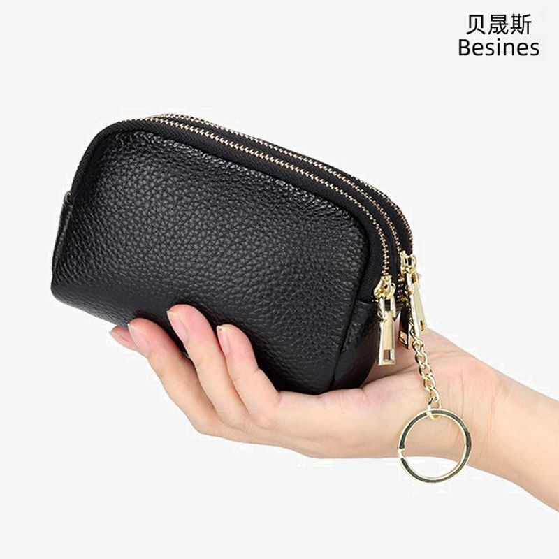 软皮三层多层零钱包拉链钱包女款大容量收纳卡包钥匙包口红包一体