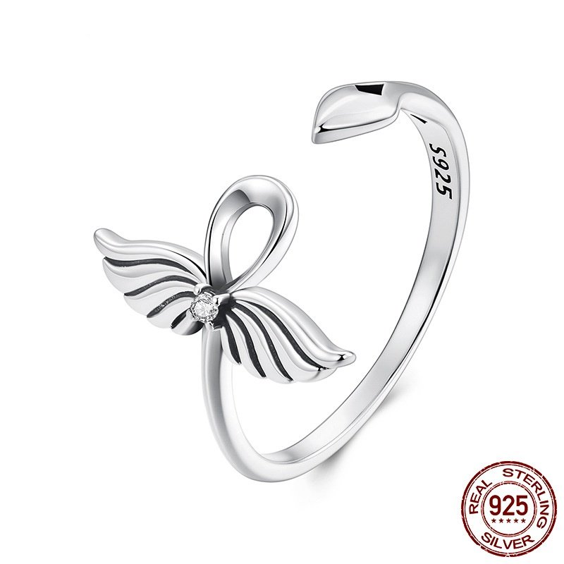 安卡翅膀十字架开口戒可调节羽毛指环s925纯银饰品戒指,饰品/流行首饰/时尚饰品新,银饰戒指,淘宝优惠券,粉丝福利购,淘宝优惠卷