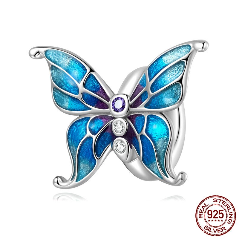 s925纯银多彩蝴蝶串珠手链