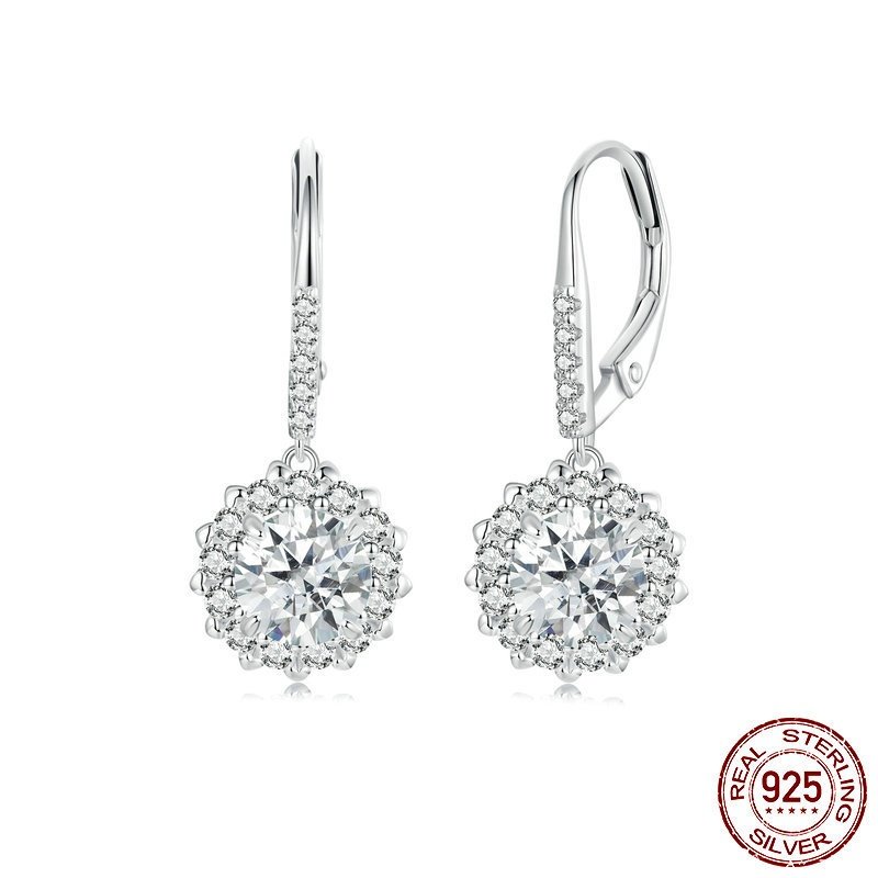 精致闪耀1克拉莫桑石耳扣s925纯银镀白金轻奢耳环饰品（带证书）,饰品/流行首饰/时尚饰品新,银饰耳饰,淘宝优惠券,粉丝福利购,淘宝优惠卷