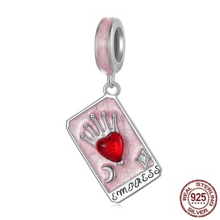 女皇塔罗牌爱心吊坠 s925纯银个性卡牌配件散珠