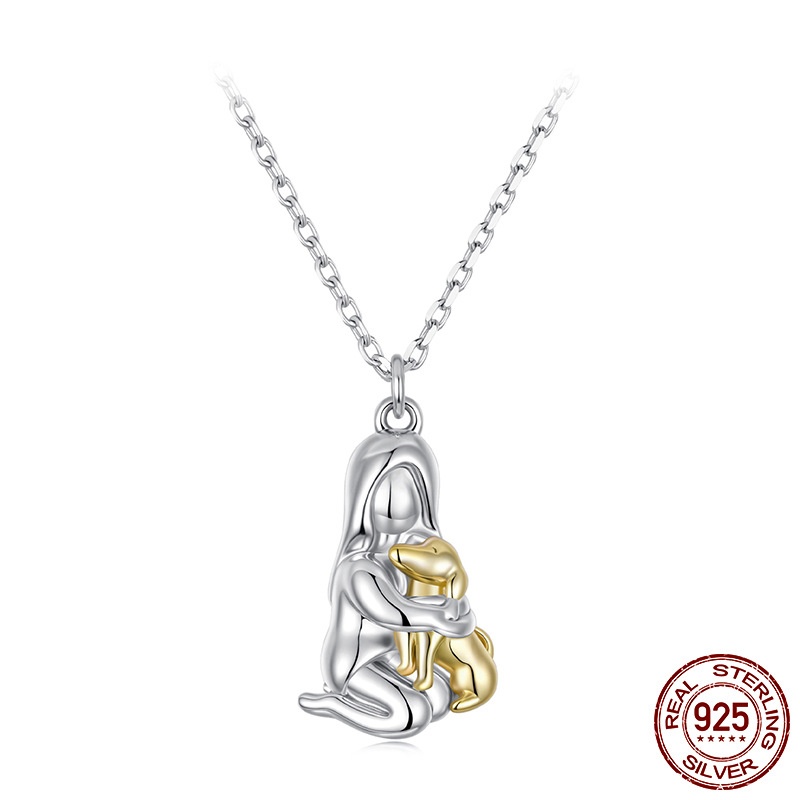 S925纯银爱心小狗项链