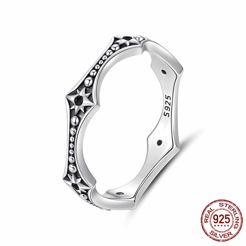 复古芒星s925纯银戒指