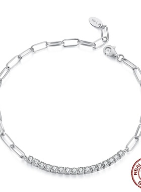 S925纯银排钻莫桑石手链带证书