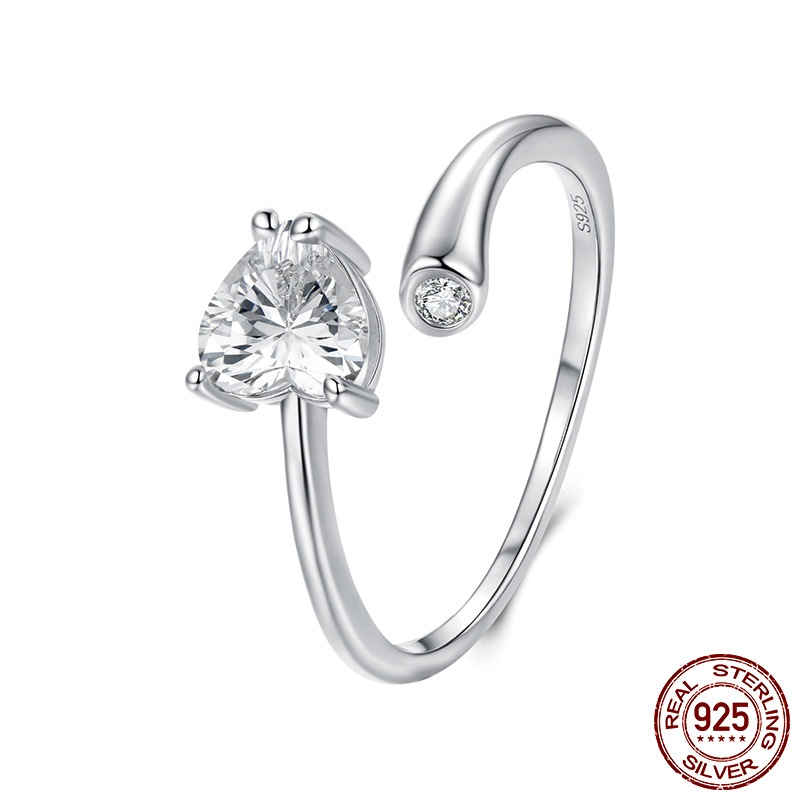 时尚通勤爱心锆石开口戒