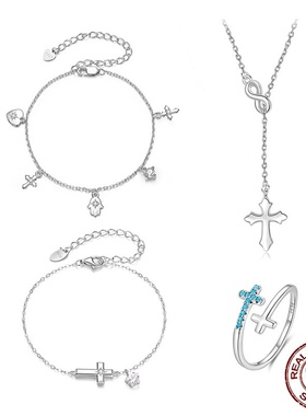 s925纯银感恩十字架手链项链