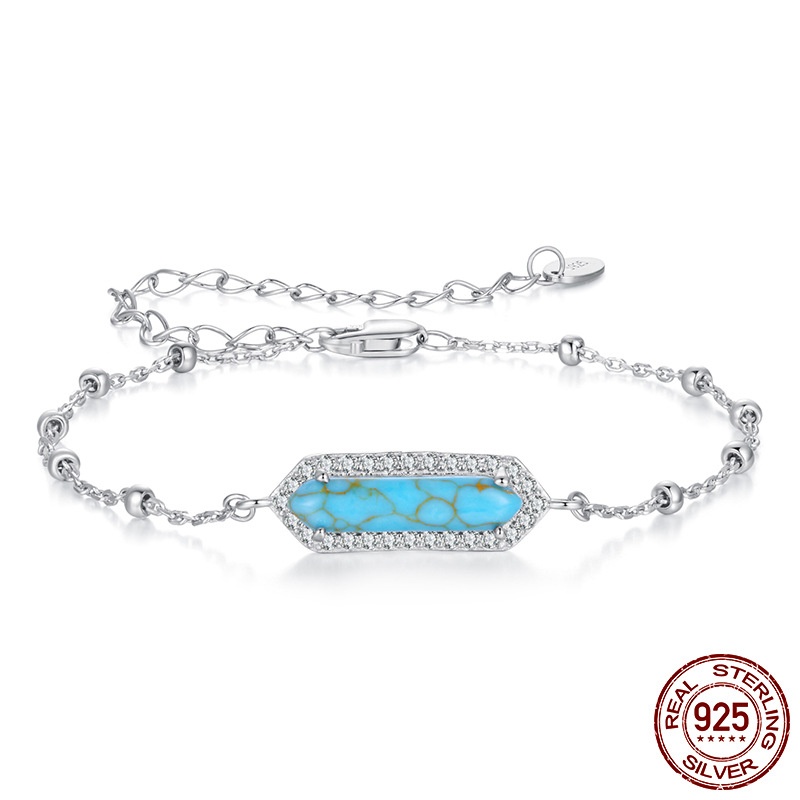 优雅蓝松石手链s925纯银简约时尚