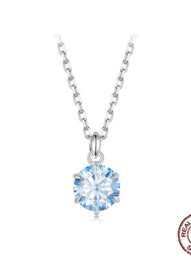 闪耀1克拉蓝色莫桑石项链s925纯银轻奢首饰女饰品（带证书）