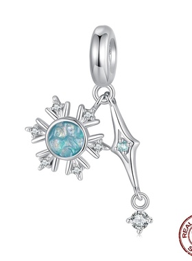 雪花串珠diy手链吊坠s925纯银