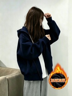 2026新款爆款秋冬加绒加厚拉链上衣女装卫衣长袖女装卫衣带帽子