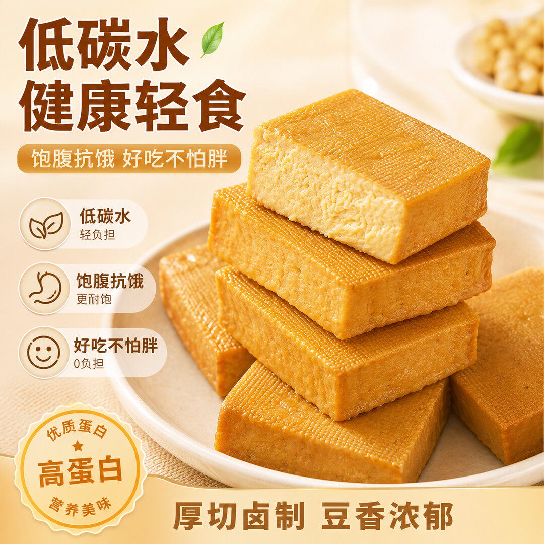 【新品】甄萌厚卤豆干饱腹抗饿厚切卤制豆香浓郁低卡健身休闲零食