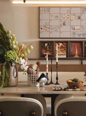 现代轻简约板间厨房仿真面包主题餐桌金属烛台摆件软装饰品装饰