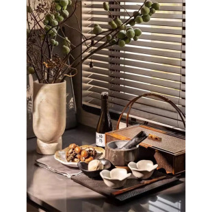 新中式 饰品花瓶碗碟收纳篮道具摆件诧寂风饰品 样板间厨房软装