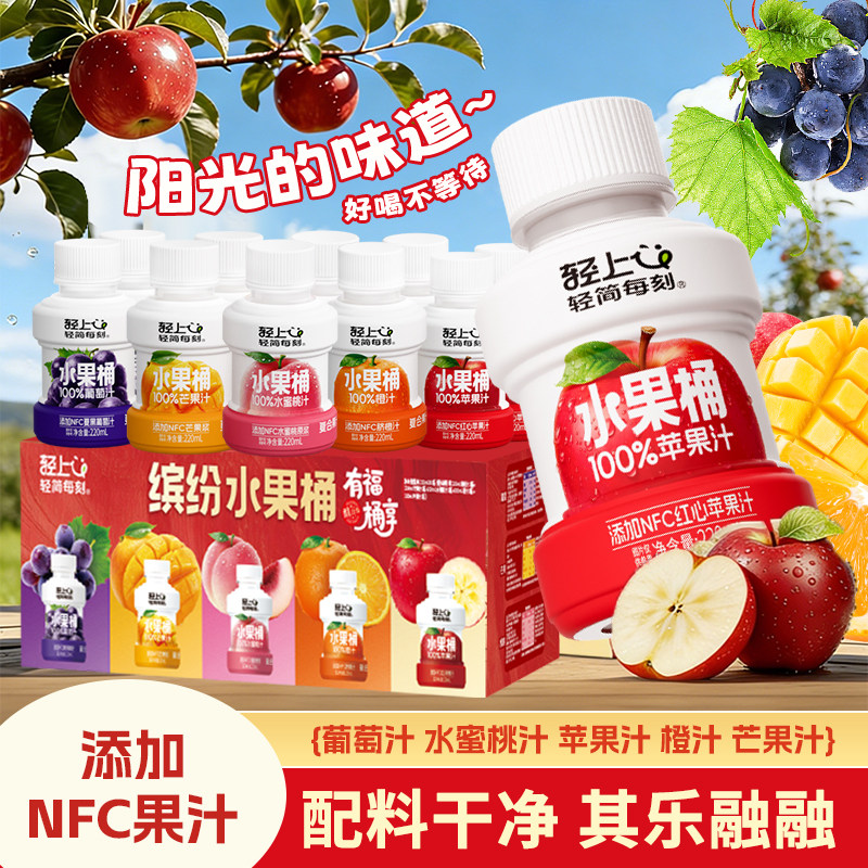 【礼盒装】轻上缤纷水果桶混合口味果汁饮料10瓶过年过节送礼佳品