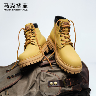 工装 短筒英伦马丁靴户外沙漠男靴冬季 靴 春秋款 马克华菲大黄靴男士