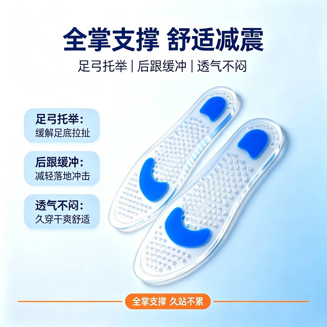 足底防痛硅胶鞋垫男女防滑鞋垫柔鞋垫