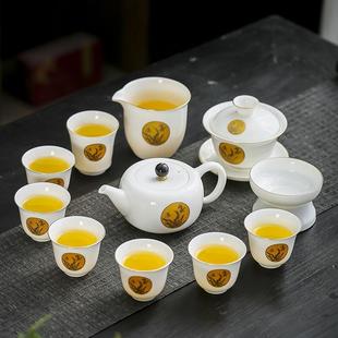 金兰盖碗茶壶主人杯12件套 晟翔陶瓷茶具套装