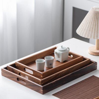 胡桃木长方形托盘家用实木茶托盘奉茶盘茶具盘摆放茶杯食物点心盘
