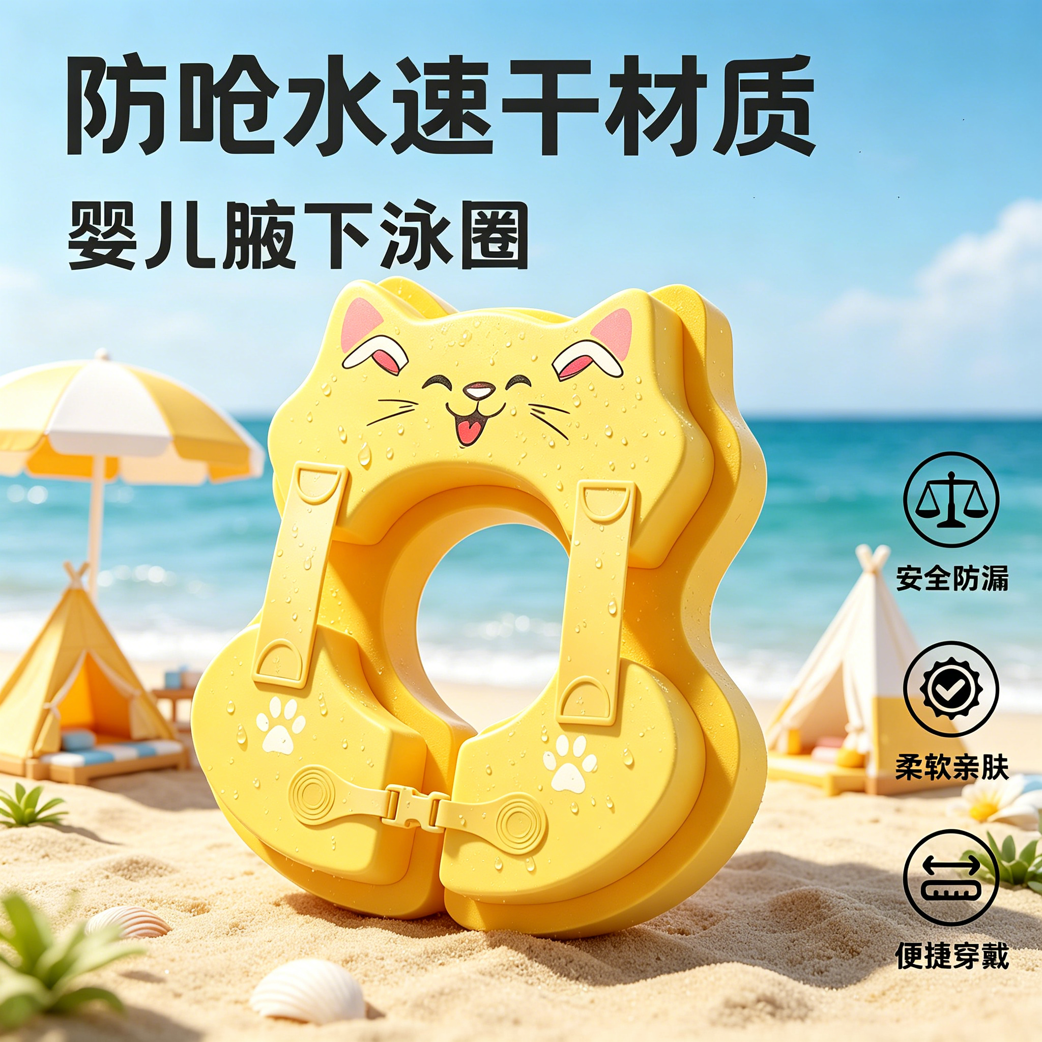 儿童腋下游泳圈新款免充气加厚款