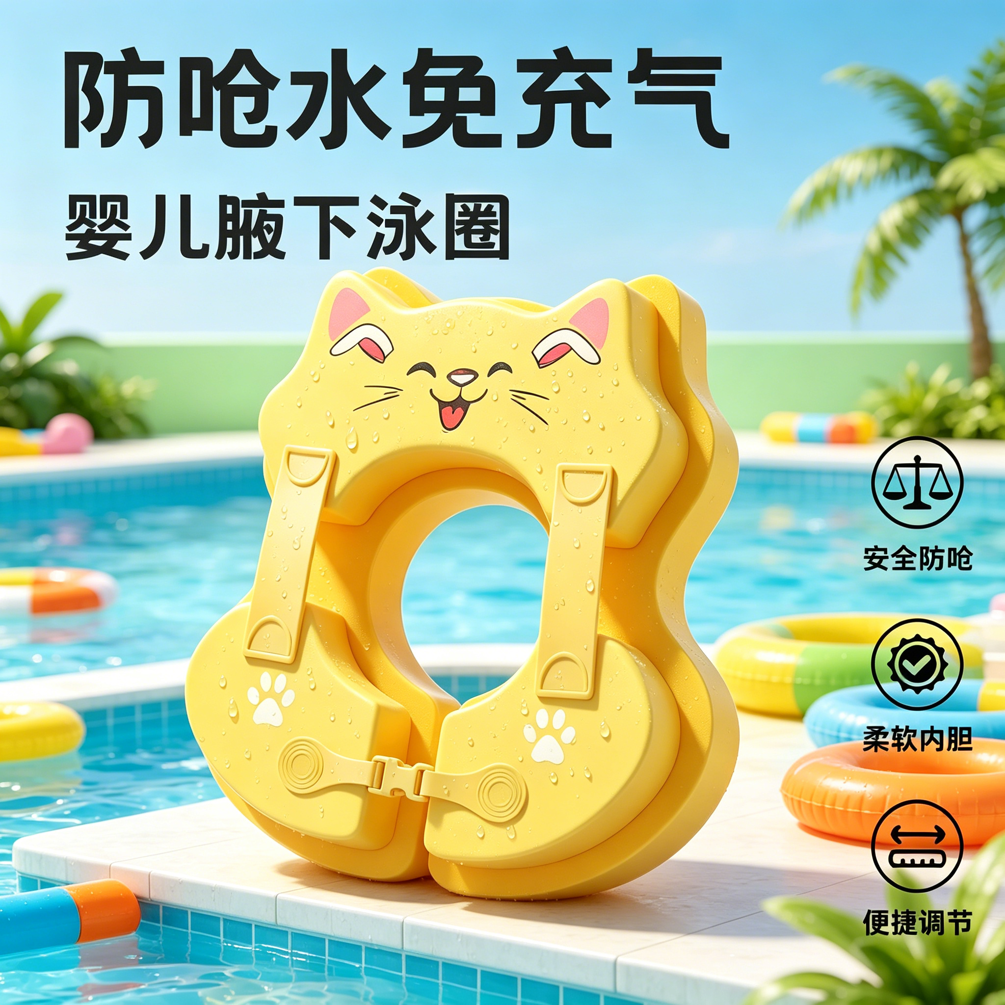 婴儿泳圈儿童浮力游泳装备腋下圈
