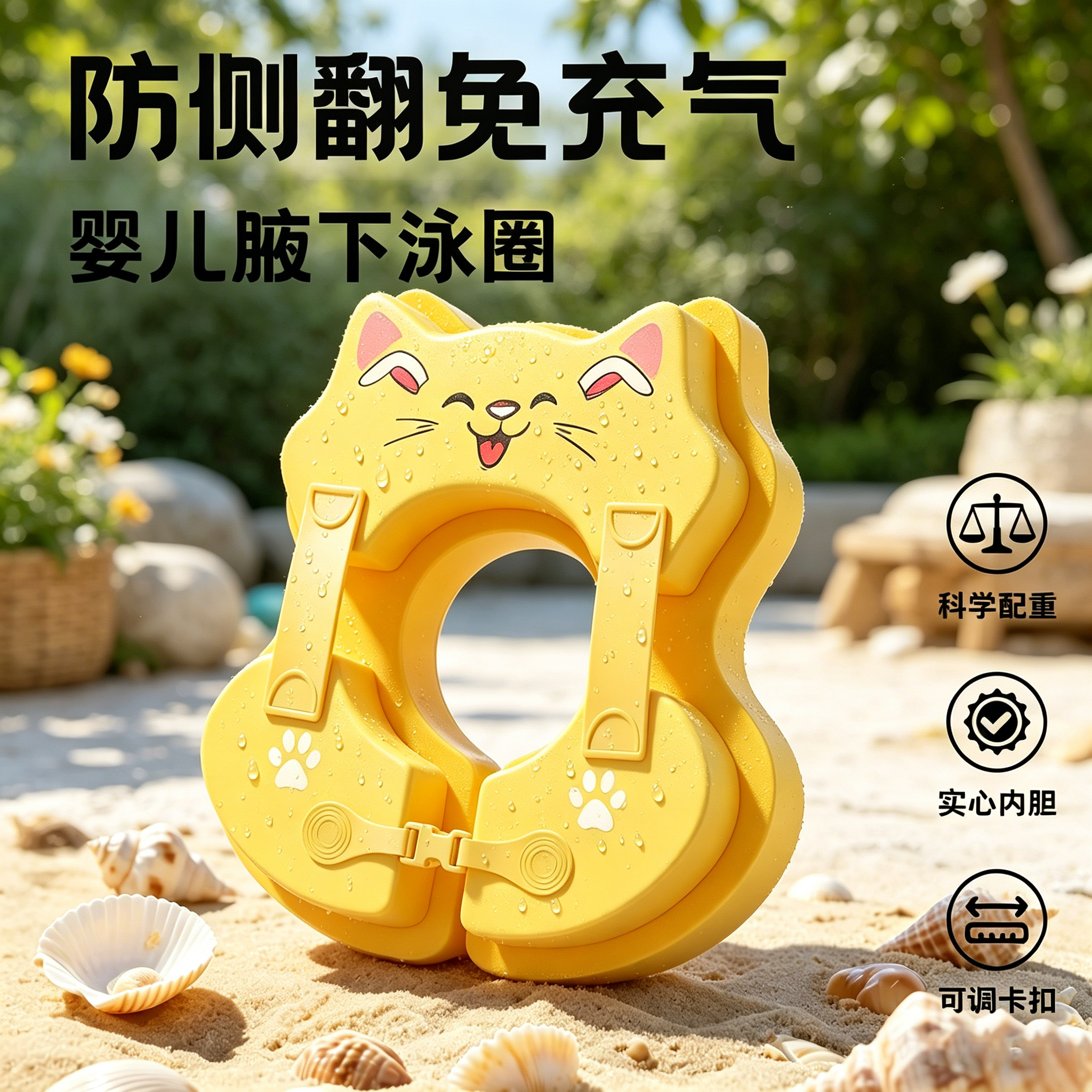 婴儿宝宝游泳圈免充气防侧翻加厚