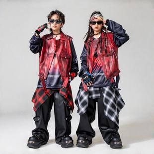 街舞儿童潮服男童架子鼓演出服秋新款女童嘻哈摇滚套装舞台演出服