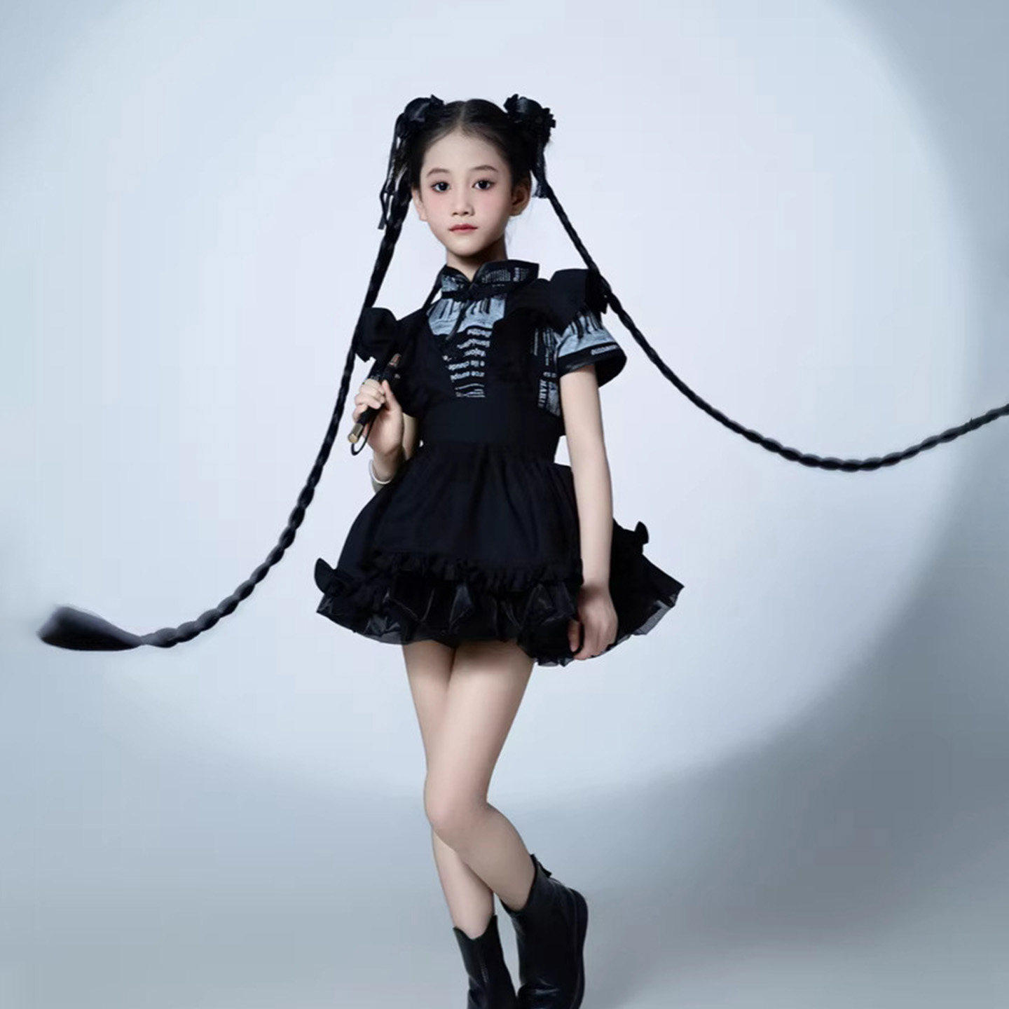 中华娘主题走秀服装少儿模特比赛女童中国风旗袍lolita蓬蓬裙夏天