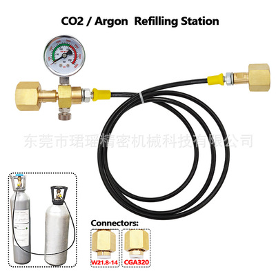 跨境焊接二氧化碳CO2大瓶转大瓶充气接头过气管W21.8，CGA320