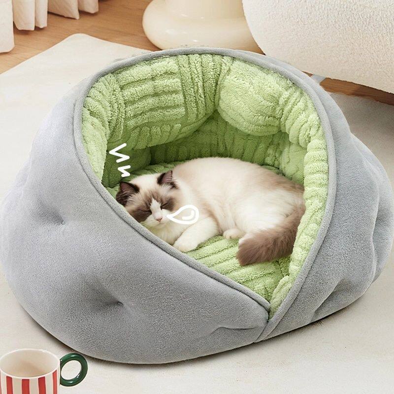 猫窝冬季保暖半封闭式安全感猫咪睡觉用加厚沙发床垫四季通用狗窝