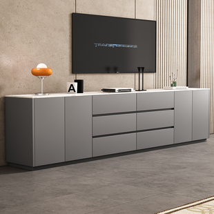 灰色实木高款电视柜客厅高柜现代简约落地卧室牀尾电视柜定制60cm