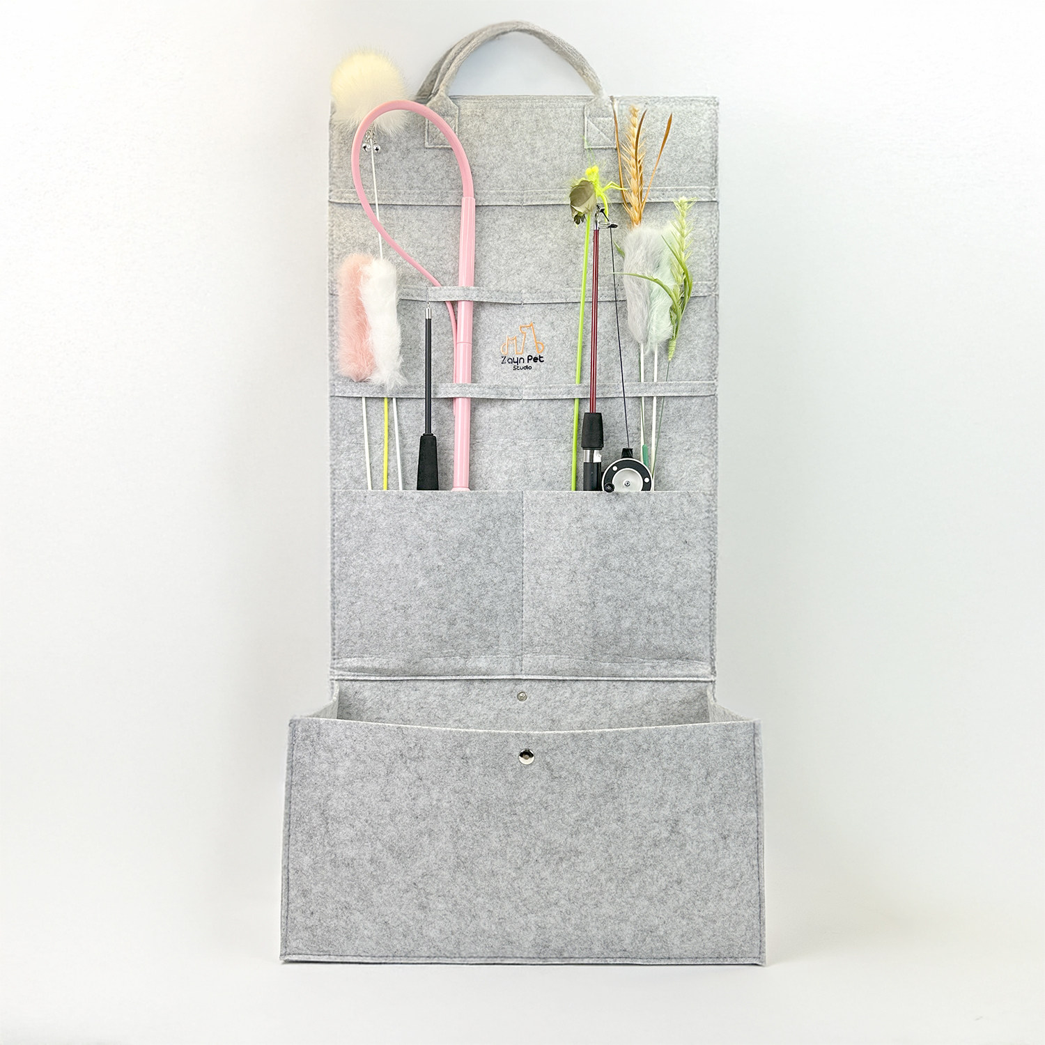 Zayn咱吖丨逗猫棒收纳挂袋 大容量毛毡墙挂式整理多层布袋贴门后,宠物/宠物食品及用品,逗猫棒,淘宝优惠券,粉丝福利购,淘宝优惠卷
