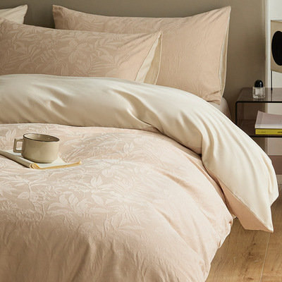 60支提花纯棉四件套a类秋冬磨毛床上三件套南通家纺全棉床单被套4