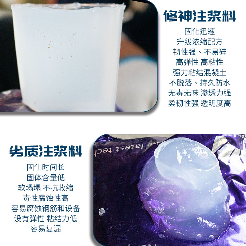 极速水固化c材料防水注浆料丙烯酸盐注浆液屋顶补漏高压堵漏剂渗