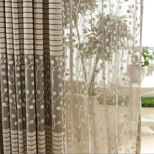 新品Jacquard Fjlower Pattern Net Curtains for Window Elegant