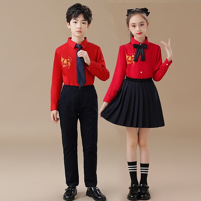 新品儿童合唱服演出服中小学生红色爱国朗诵M表演服歌唱祖国男女