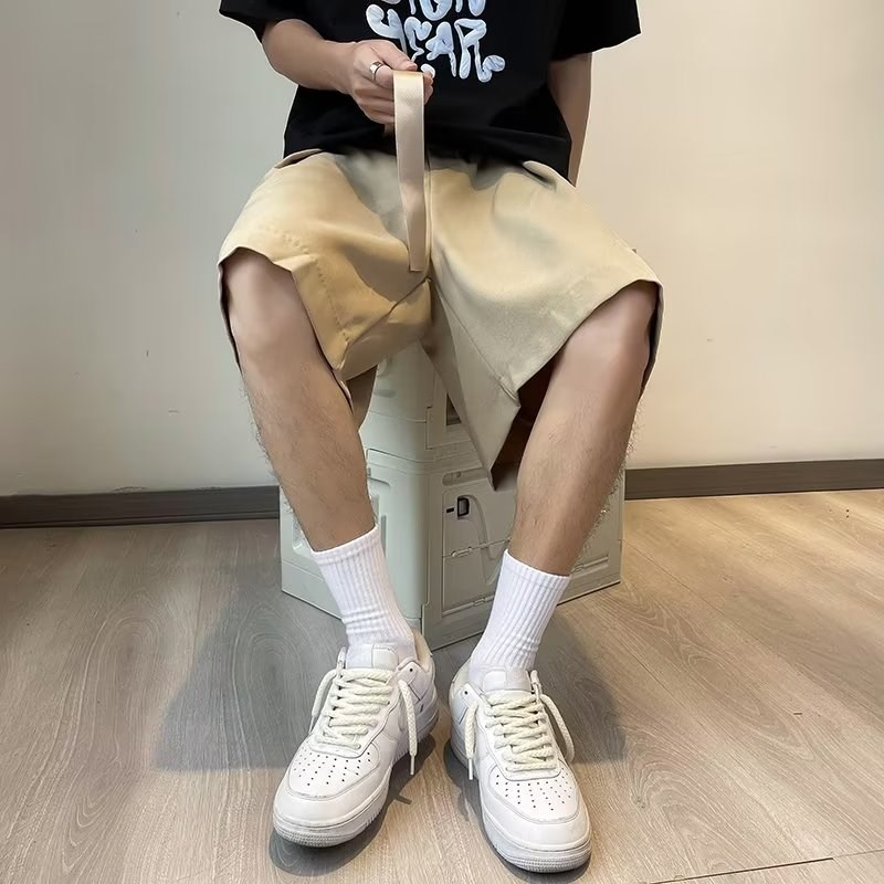 速发夏季那不勒斯西装短裤男日系复古潮牌宽松休闲百搭阔腿五分中