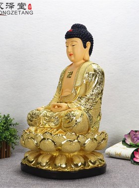 极速永泽a堂中式佛堂12/19寸琉璃金三宝佛阿弥陀佛佛像桌面佛具摆