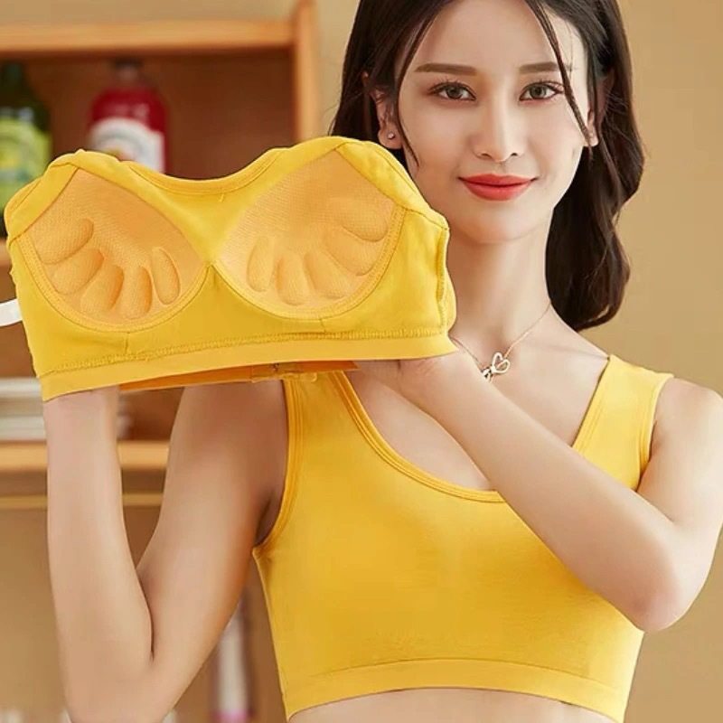 纯棉无钢圈一体大码内衣女美背文胸聚拢收副乳打底背心抹胸裹胸薄