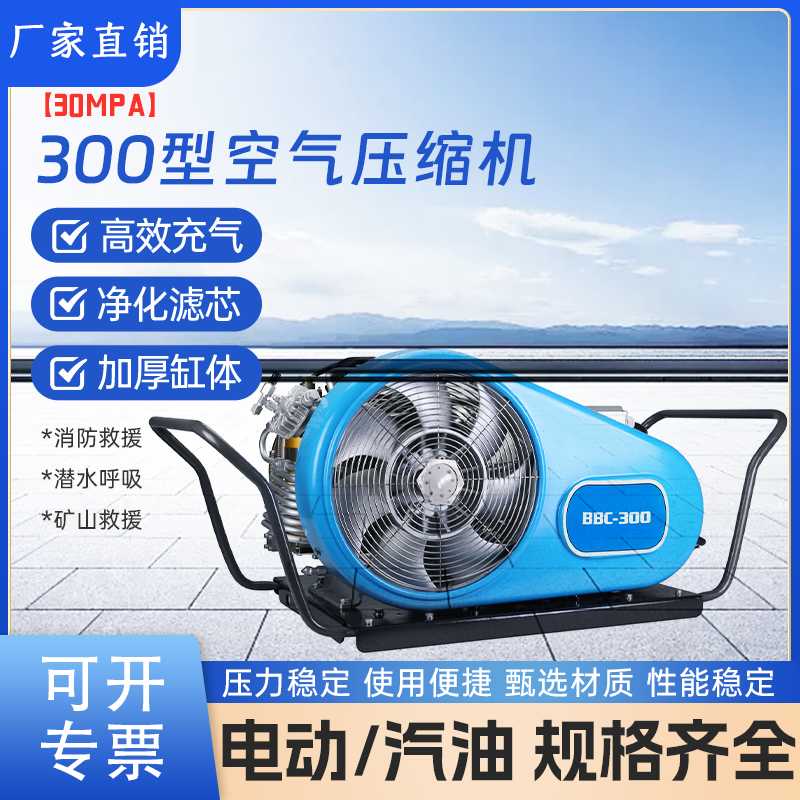 300型空压压缩机宝华款呼吸填充泵潜水打气泵消防充气气瓶吹气机