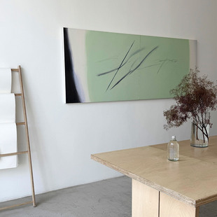 法式中古风装饰画高级感原木奶油风壁画客厅背景墙挂画艺术横版绿