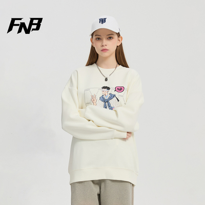 FNB卫衣男女同款2025秋款美式潮牌卡通印花百搭运动圆领长袖上衣